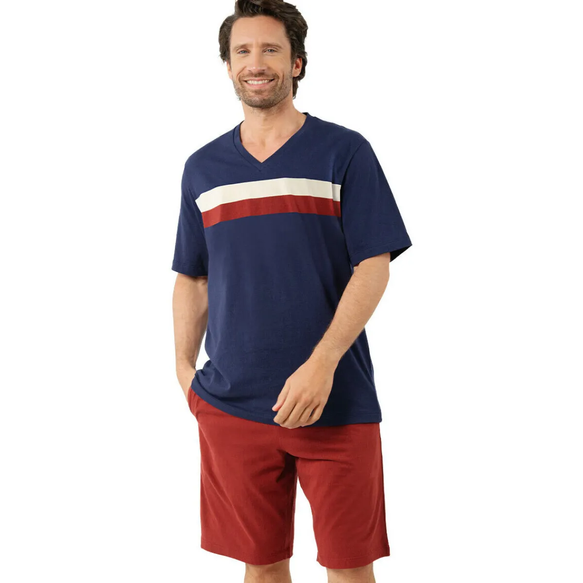 Eminence Pyjama court col V MERCERISE-Homme Pyjamas