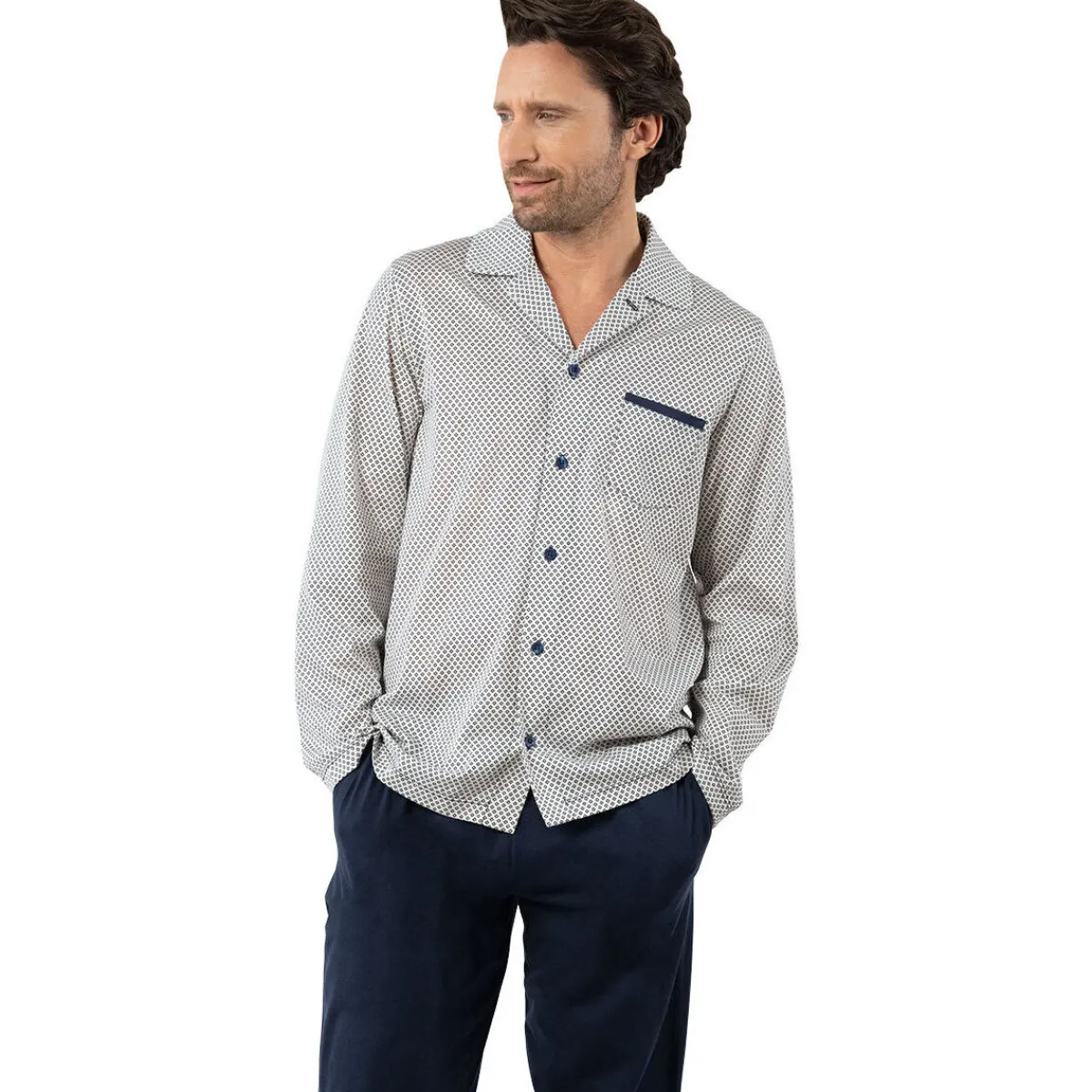 Eminence Pyjama long col ouvert MERCERISE-Homme Pyjamas