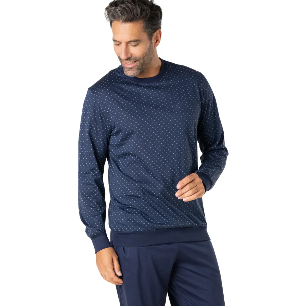 Eminence Pyjama long col rond mercerisé-Homme Pyjamas