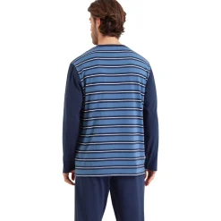 Athena Pyjama long col rond RAYURES-Homme Pyjamas