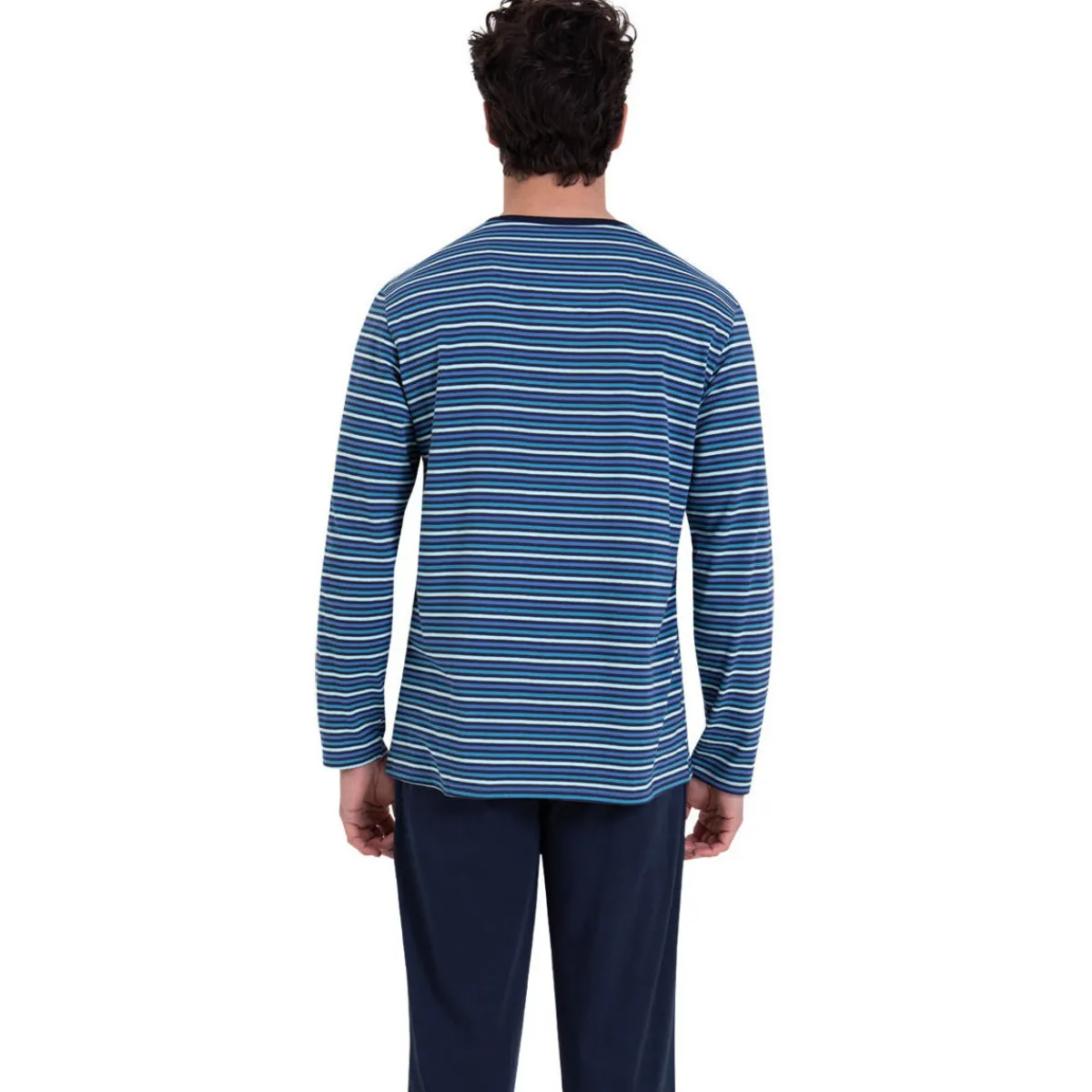 Athena Pyjama long col rond RAYURES WAVES-Homme Pyjamas