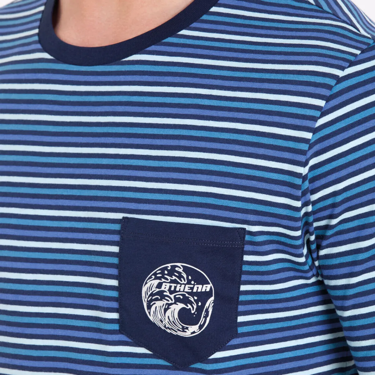 Athena Pyjama long col rond RAYURES WAVES-Homme Pyjamas