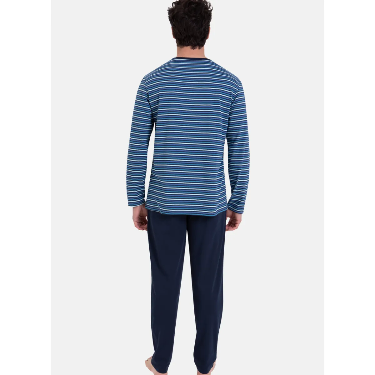 Athena Pyjama long col rond RAYURES WAVES-Homme Pyjamas