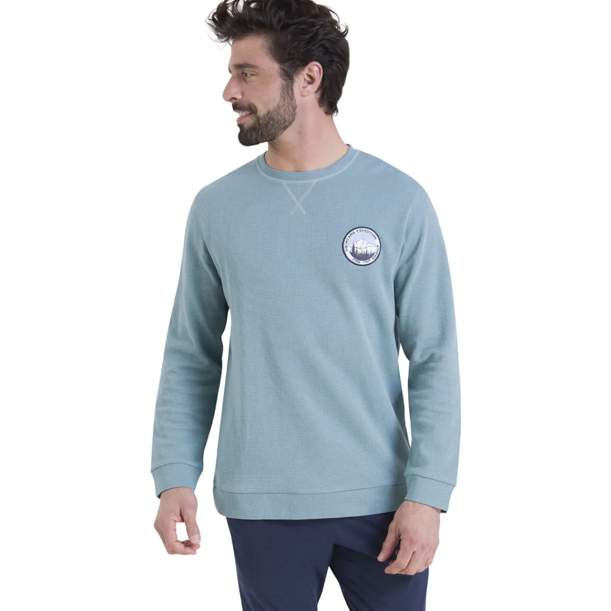 Athena Pyjama long col rond WAFFLE-Homme Pyjamas