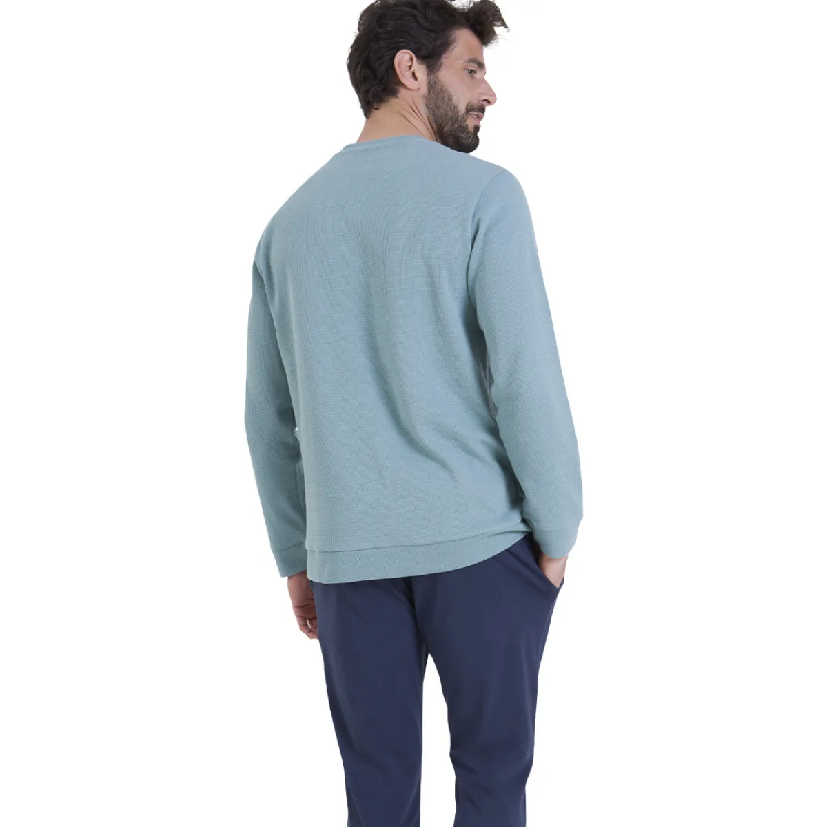Athena Pyjama long col rond WAFFLE-Homme Pyjamas