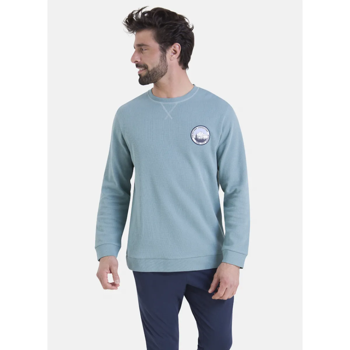 Athena Pyjama long col rond WAFFLE-Homme Pyjamas