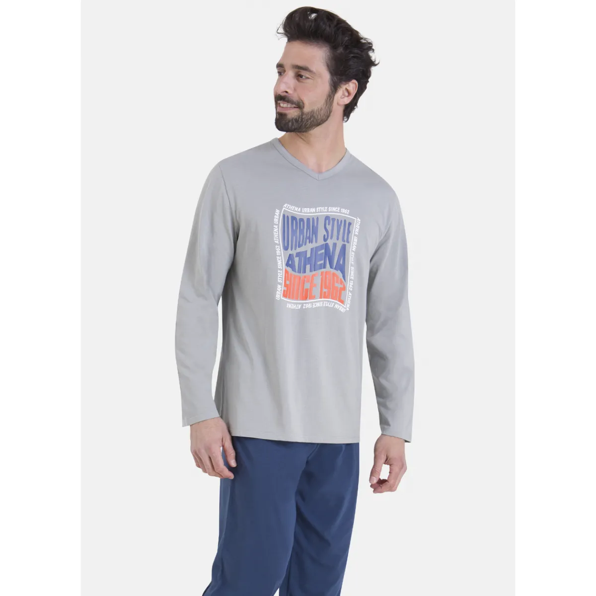 Athena Pyjama long col v-Homme Pyjamas