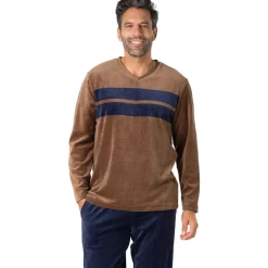Eminence Pyjama long col V velours-Homme Pyjamas