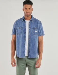 Guess REGULAR SS DENIM SHIRT-Homme Chemises