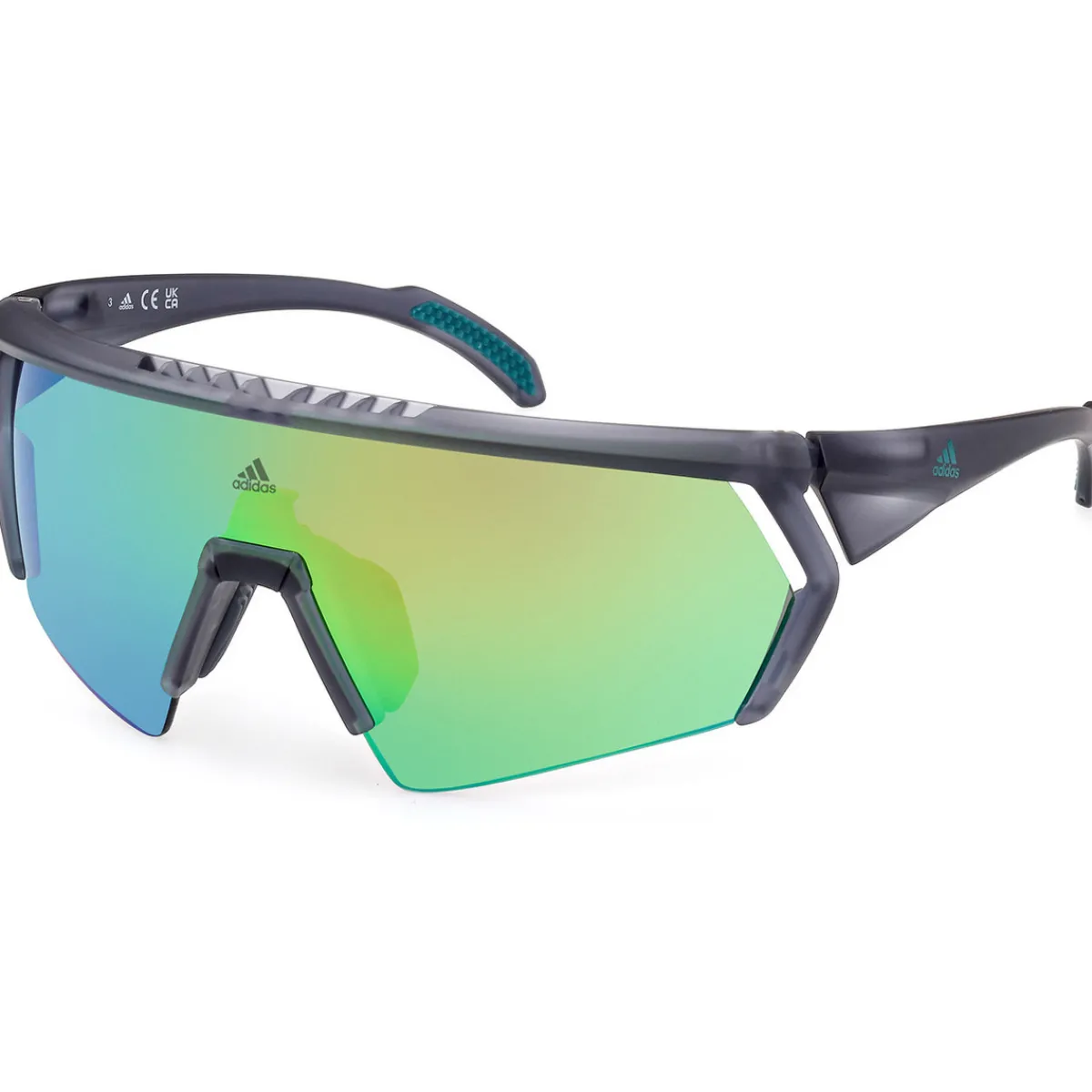 adidas SP0063 CMPT AERO Lunettes de soleil, Gris mat/Vert-Homme Lunettes De Soleil