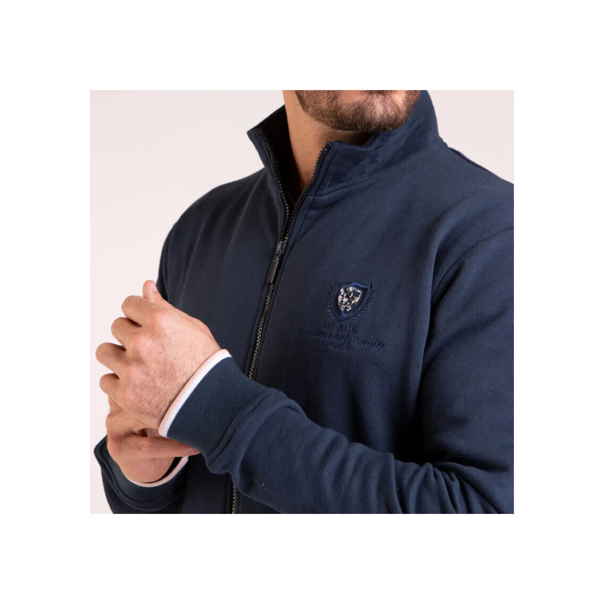 Camberabero Sweat zippé marine avec broderie-Homme Pulls & Gilets