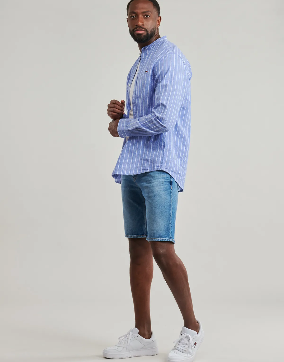 Tommy Jeans TJM LINEN MIX BND STP SHRT EXT-Homme Chemises