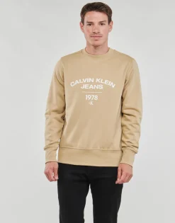Calvin Klein Jeans VARSITY CURVE CREW NECK-Homme Sweats & Polaires